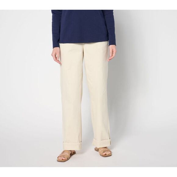 Denim & Co. Women's Petite Pants 2XP EasyWear Twill Full-Length White A633305 - Picture 1 of 4